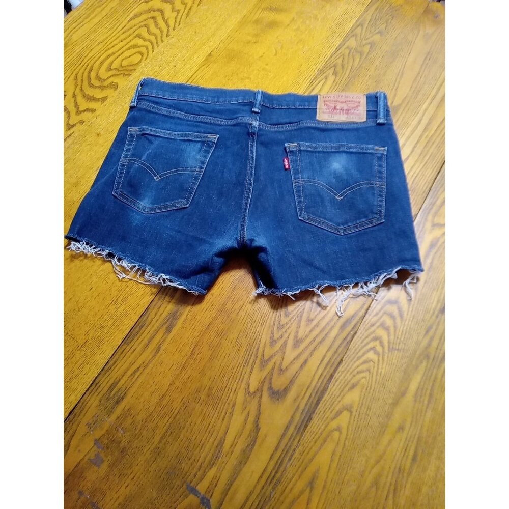 LEVI STRAUSS 511 Jeans Shorts Womens 34 X 30 BLUE Dark Preowned Frey Raw Hem ? - Picture 9 of 9